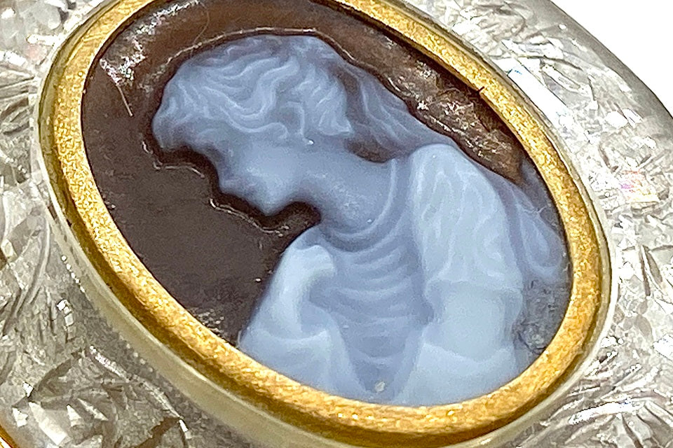 Chalcedony K18/WGストーンカメオペントップ (NO.62194)