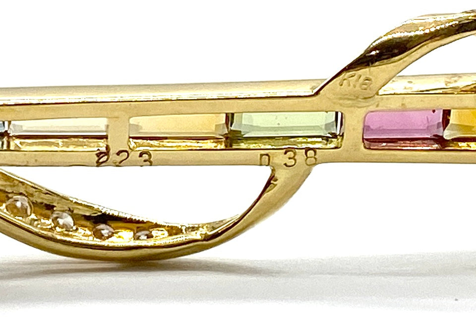 Amethyst K18アメシスト ガーネット トルマリン ペリドット ブルートパーズ 他 ダイヤモンドペントップ兼ブローチ (NO.62218)