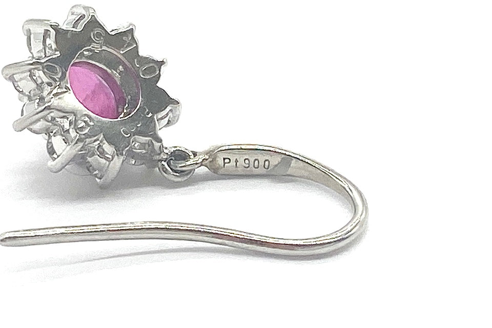 Ruby Pt900ルビー ダイヤモンドピアス (NO.62230)
