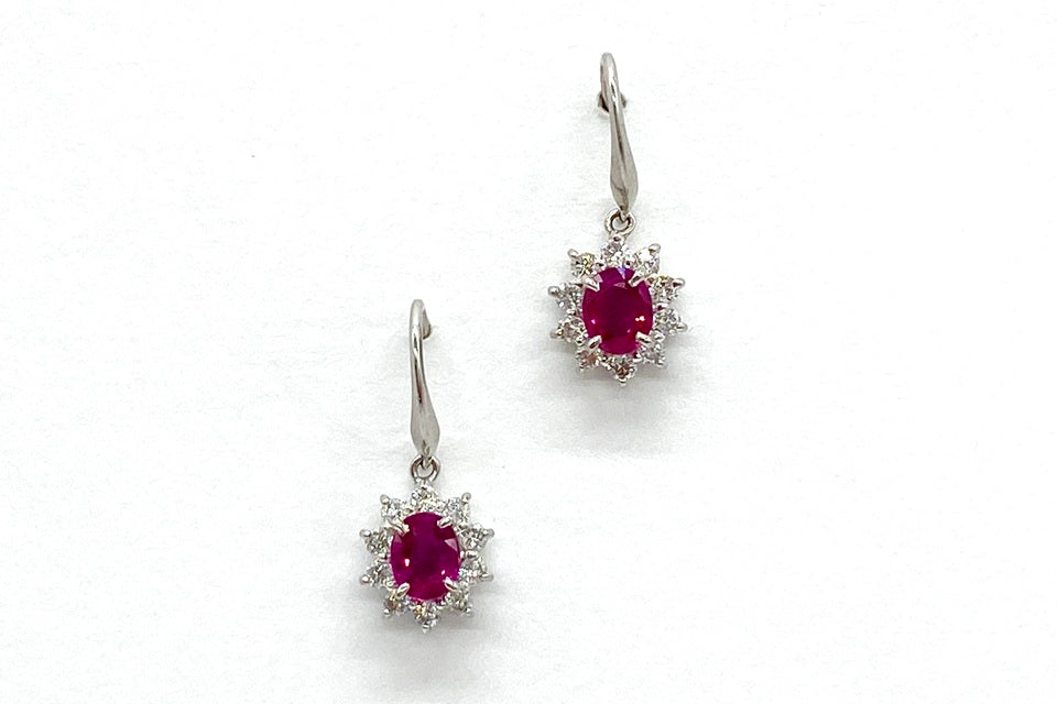 Ruby Pt900ルビー ダイヤモンドピアス (NO.62230)