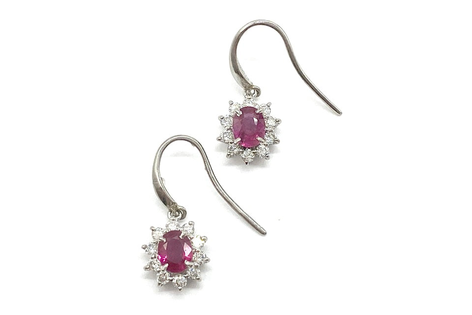 Ruby Pt900ルビー ダイヤモンドピアス (NO.62230)