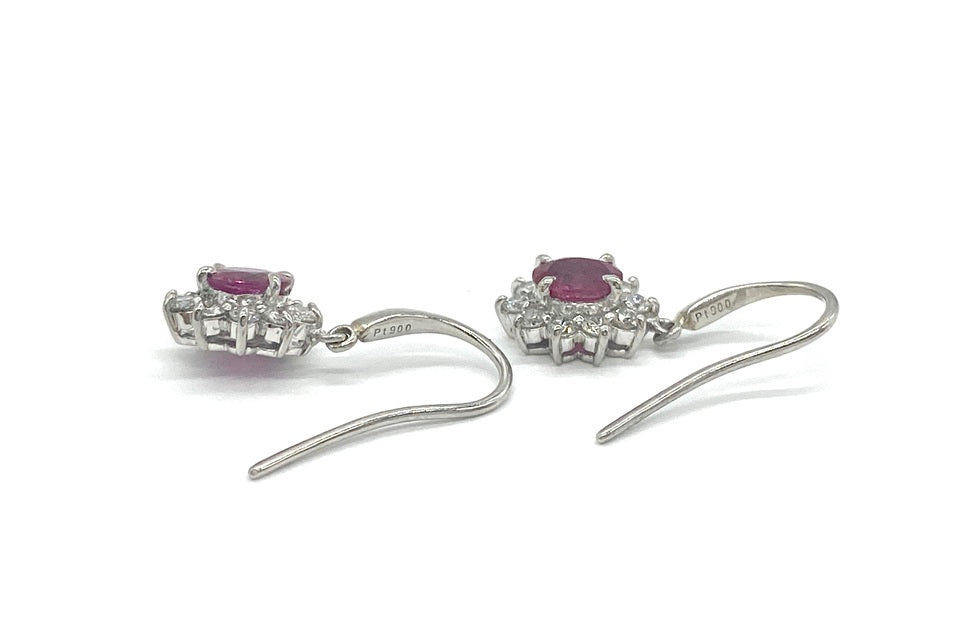 Ruby Pt900ルビー ダイヤモンドピアス (NO.62230)