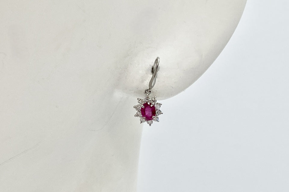 Ruby Pt900ルビー ダイヤモンドピアス (NO.62230)