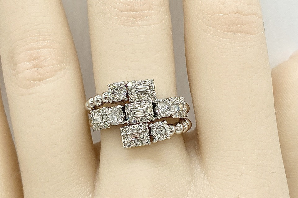 Diamond Pt900/K18WGダイヤモンドリング (NO.62240)