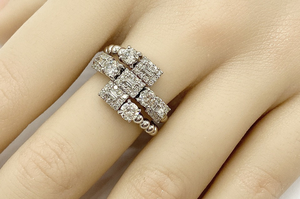 Diamond Pt900/K18WGダイヤモンドリング (NO.62240)