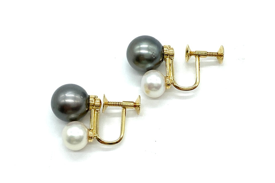 TASAKI 【タサキ】K18黒蝶/アコヤパールイヤリング (NO.62254)