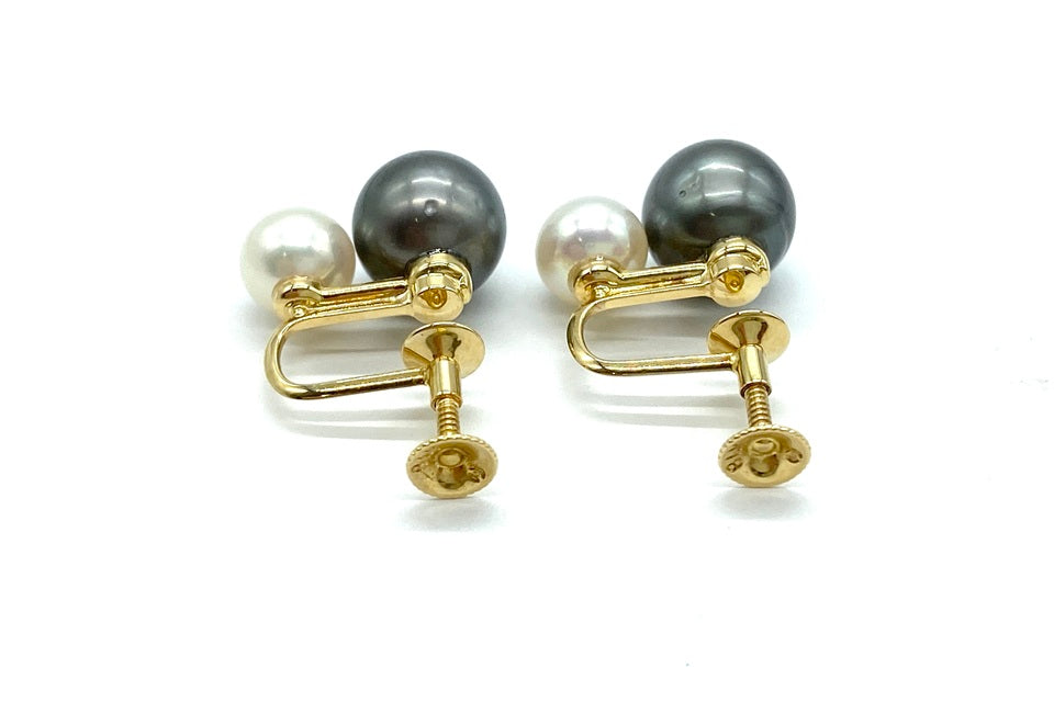 TASAKI 【タサキ】K18黒蝶/アコヤパールイヤリング (NO.62254)