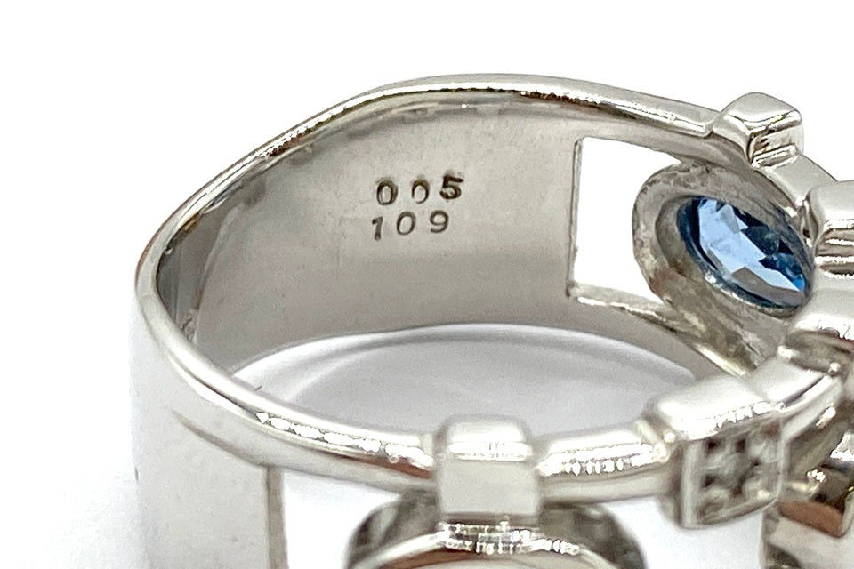 Aquamarine K18WGアクアマリン ダイヤモンドリング (NO.62271)