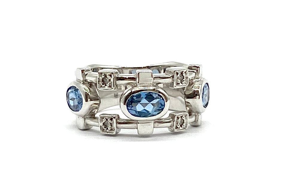 Aquamarine K18WGアクアマリン ダイヤモンドリング (NO.62271)