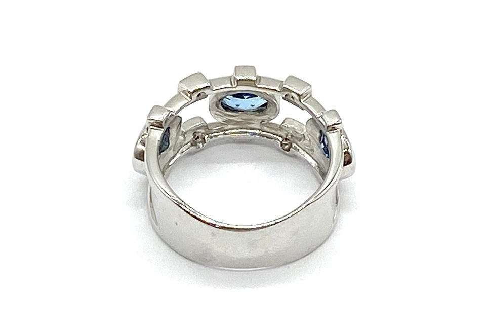 Aquamarine K18WGアクアマリン ダイヤモンドリング (NO.62271)