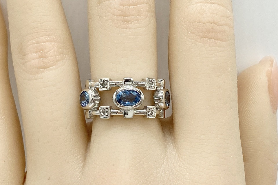 Aquamarine K18WGアクアマリン ダイヤモンドリング (NO.62271)