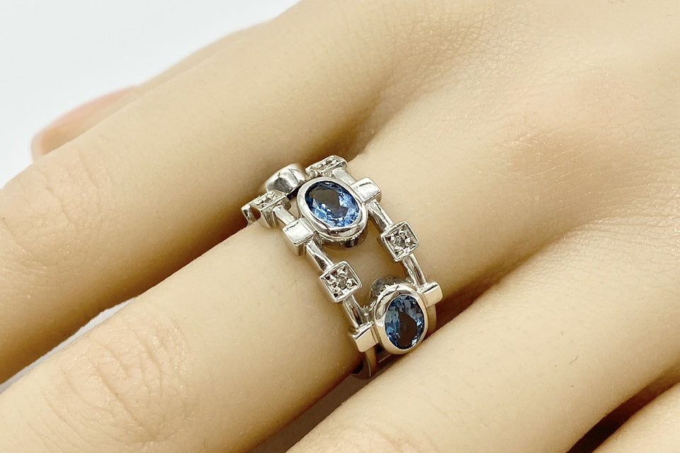 Aquamarine K18WGアクアマリン ダイヤモンドリング (NO.62271)