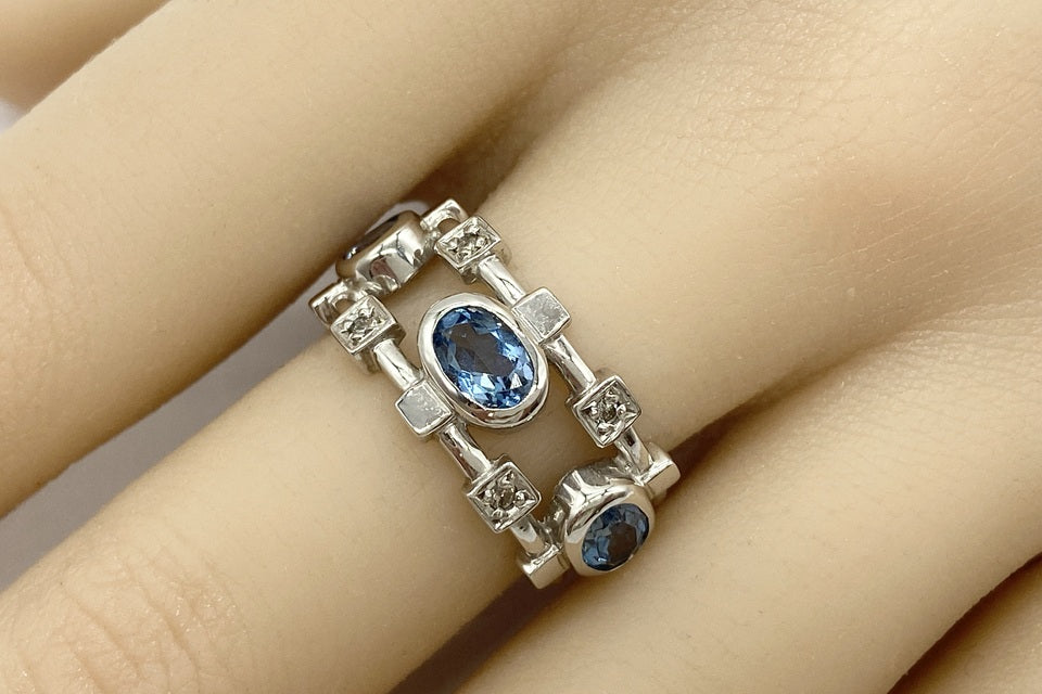 Aquamarine K18WGアクアマリン ダイヤモンドリング (NO.62271)