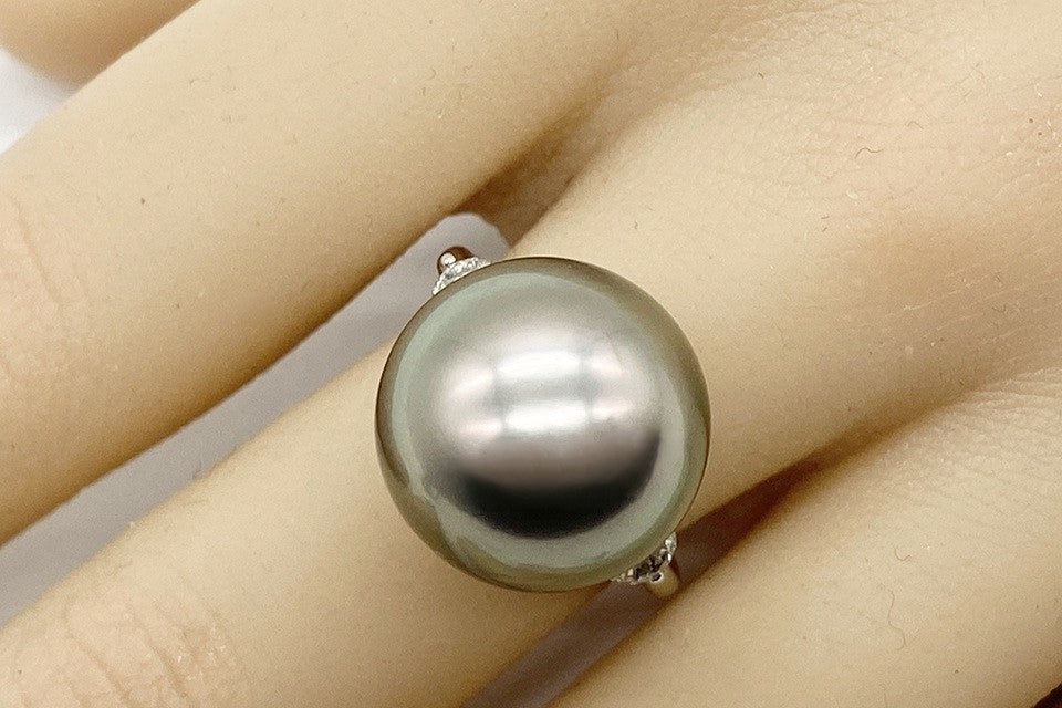 Black Pearl Pt900黒蝶パール ダイヤモンドリング (NO.62350) – JEX
