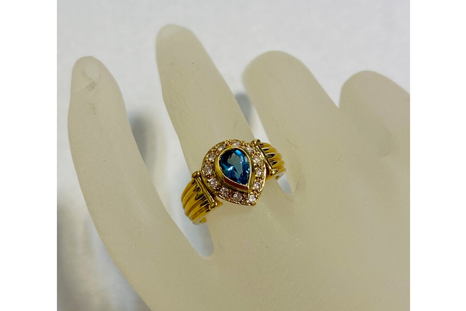 Blue Topaz K18ブルートパーズ ダイヤモンドリング (NO.305672) – JEX
