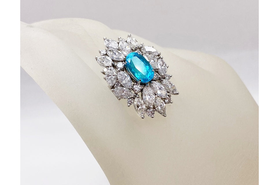 Paraiba Tourmaline Pt900パライバトルマリン ダイヤモンドリング (NO