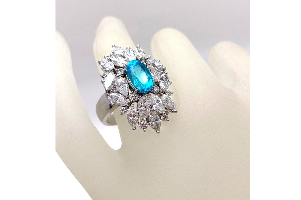 Paraiba Tourmaline Pt900パライバトルマリン ダイヤモンドリング (NO
