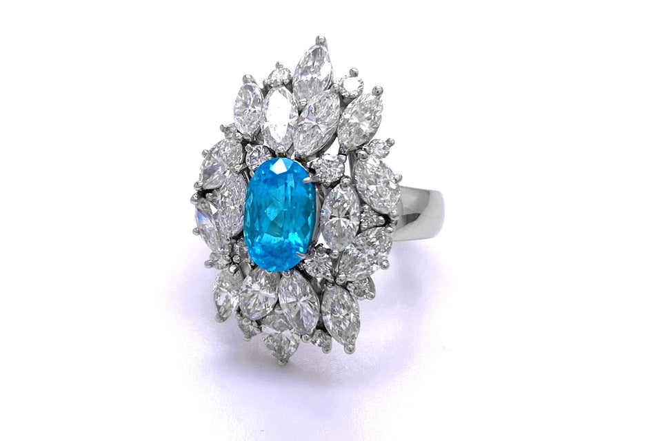 Paraiba Tourmaline Pt900パライバトルマリン ダイヤモンドリング (NO