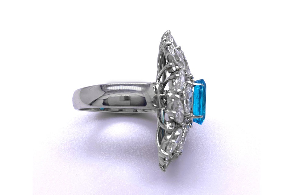 Paraiba Tourmaline Pt900パライバトルマリン ダイヤモンドリング (NO