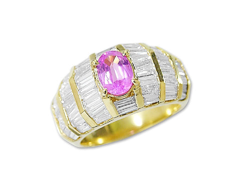 Pink Sapphire K18ピンクサファイヤ ダイヤモンドリング (No.006974