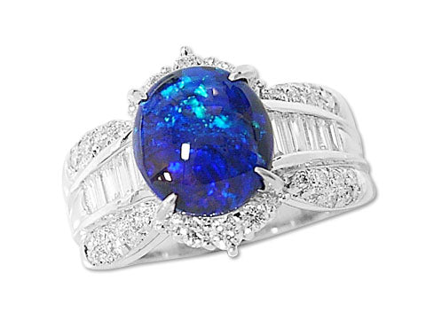 Pt900ブラックオパール ダイヤモンドリング Black Opal Pt900ブラックオパール ダイヤモンドリング (NO.9013