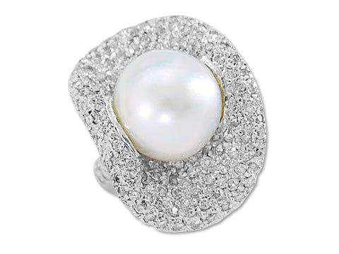 pt900パールとダイヤモンドのリング17サイズ Black Pearl Pt900黒蝶パール ダイヤモンドリング (NO.125687