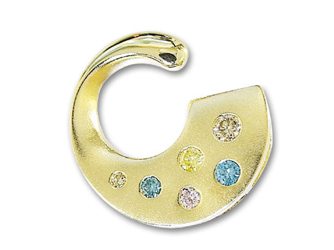 Diamond K18処理石カラーダイヤモンドペンダントトップ(No