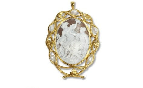 カメオK18ブローチ兼ペンダントトップ