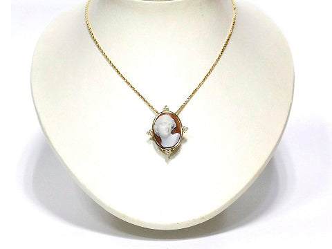 Esposito【エスポジート】  K18シェルカメオ ダイヤモンドペンダント《新品》(No.45852)