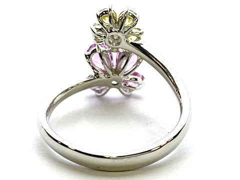 Pink Sapphire K18WGピンク/イエローサファイヤ ダイヤリング(No.61141)