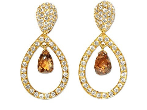 Luca Carati K18 brown/colorless diamond earrings (No.61184)