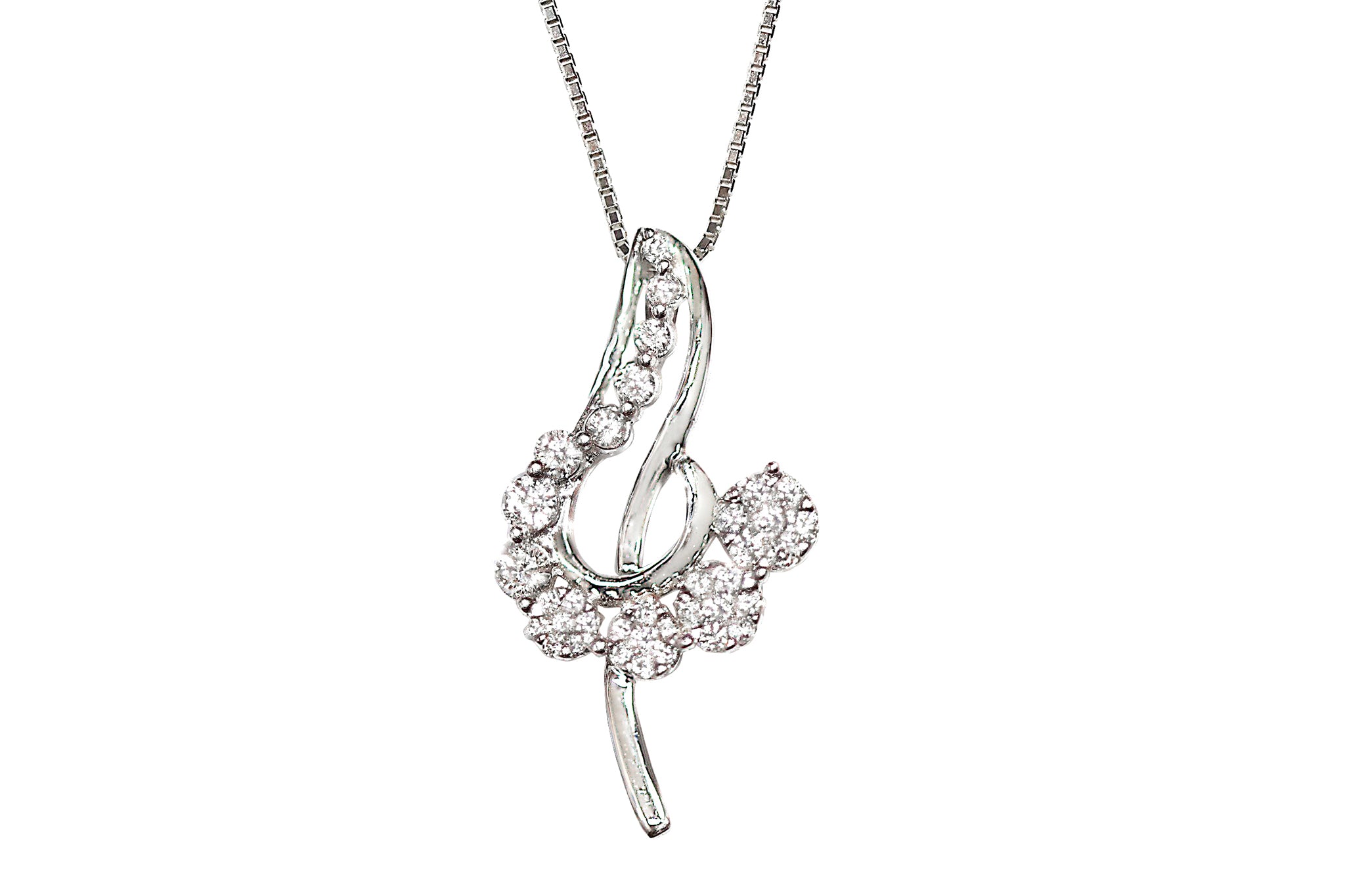 Diamond K18WGダイヤモンドペンダント (NO.61475)