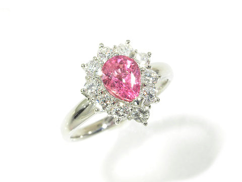 Pink Sapphire Pt900ピンクサファイヤ ダイヤモンドリング　(No.110530)