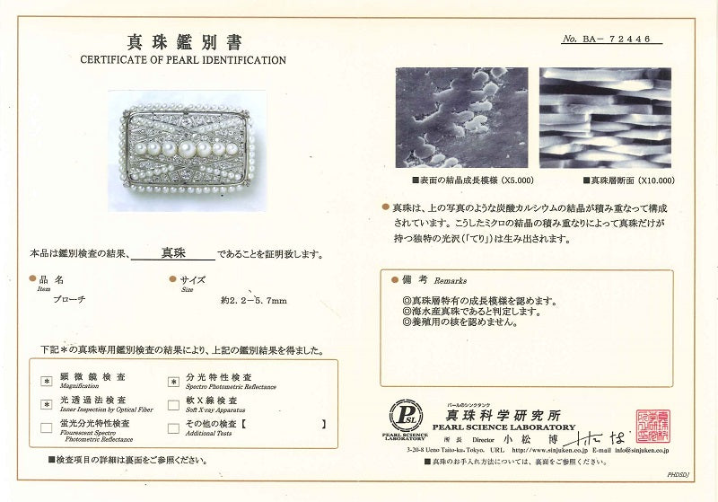 ANTIQUE【アンティーク】WG/YG海水産パール ダイヤモンドブローチ (No.116837)
