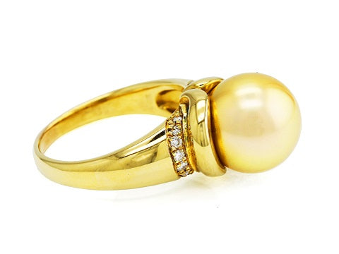 Golden Pearl K18南洋ゴールデンパール ダイヤモンドリング(No.121366