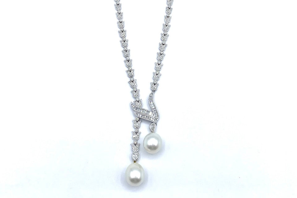 South Sea Pearl Pt900白蝶パール ダイヤモンドネックレス  (No.125680)