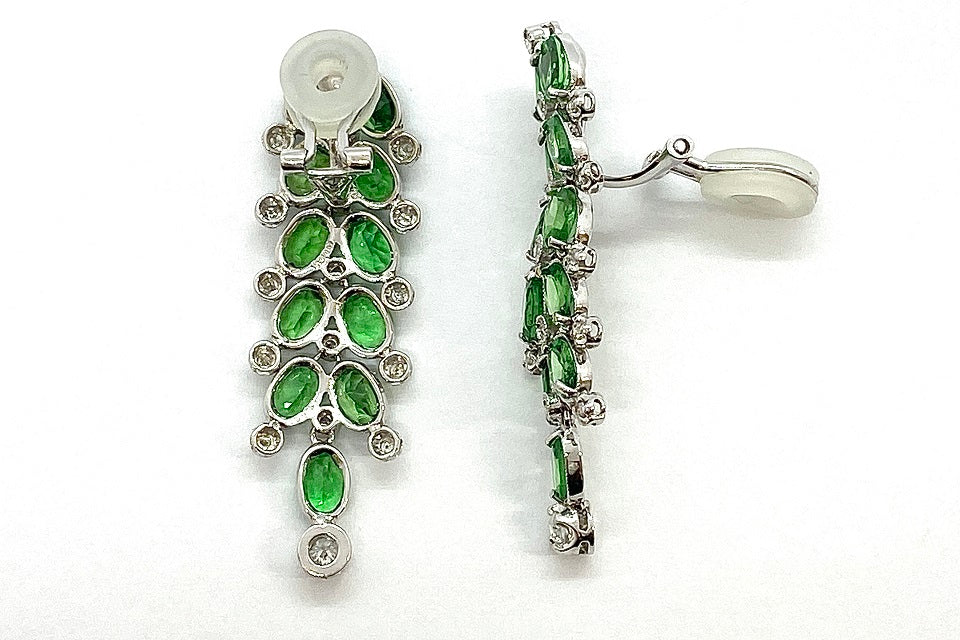 Green Garnet K14WGグリーンガーネット ダイヤモンドイヤリング (No.126609)