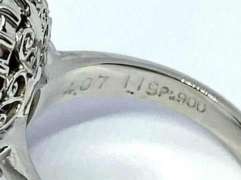 ダイヤモンド×ホワイトオパール リング Pt900 0.75ct 9.6g