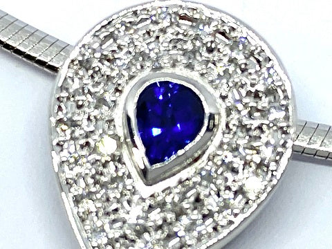 Sapphire Pt900/K18WG(NC)サファイヤ ダイヤモンドネックレス (No.127055)