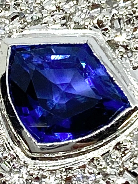 Sapphire Pt900/K18WG(NC)サファイヤ ダイヤモンドネックレス (No.127055)
