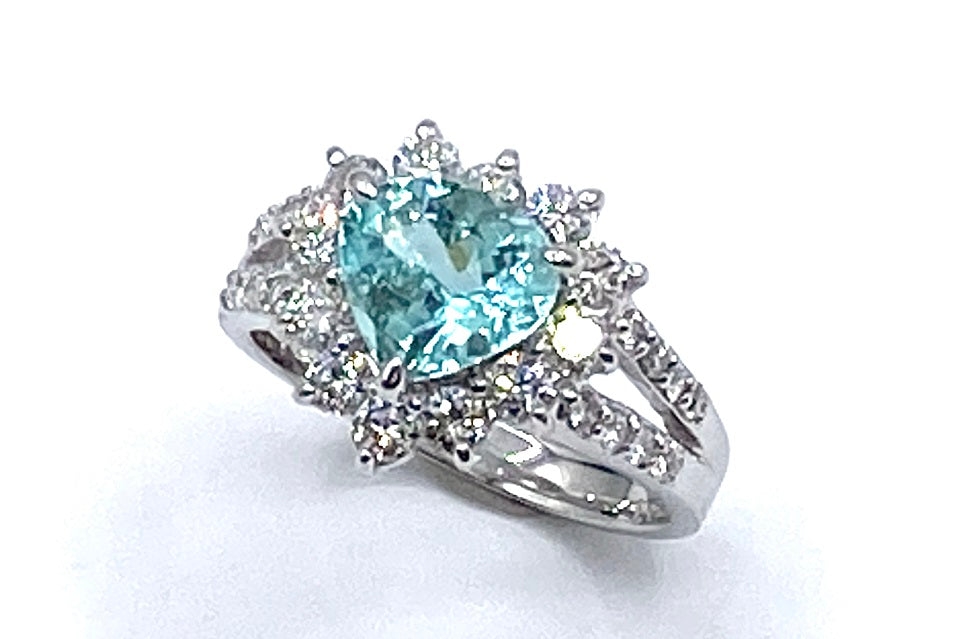 Paraiba Tourmaline Pt900パライバトルマリン ダイヤモンドリング (NO