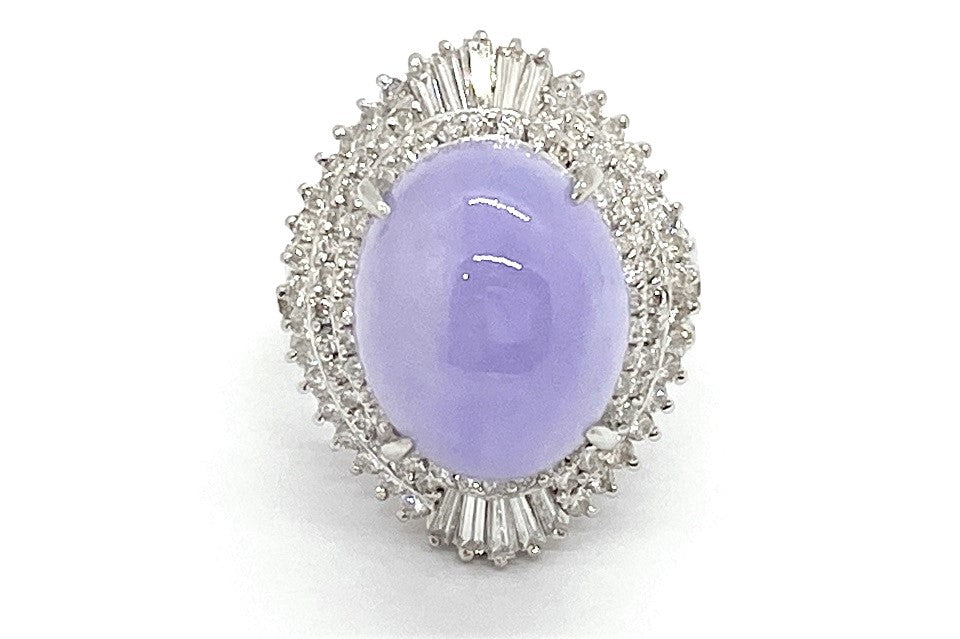 Lavender-Jade Pt900ラベンダー翡翠 ダイヤモンドリング (NO.127257