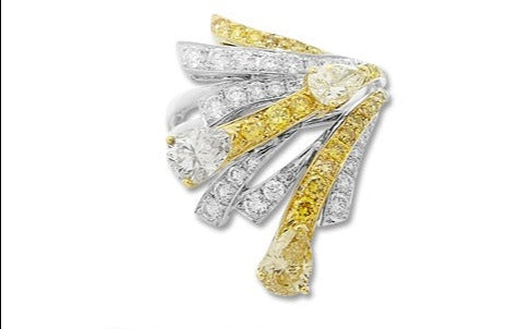 Diamond K18WG/YGホワイト/イエローダイヤモンドリング (No.301454)
