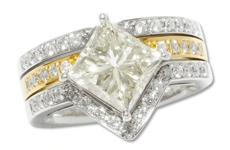 Yellow Diamond Pt900/K18イエロー/カラーレスダイヤモンドリング (No