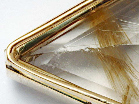 Boulder Opal K18/Pt900ボルダーオパール ルチレーテッドクォーツ ダイヤモンドブローチ (No.303099)