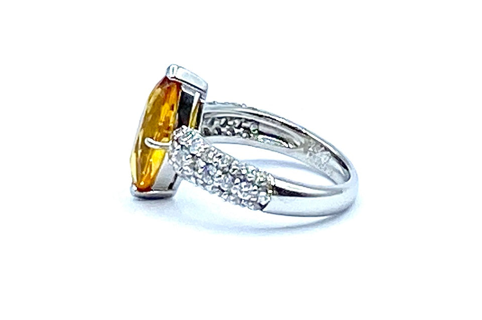 Golden Sapphire Pt900ゴールデンサファイヤ ダイヤモンドリング (NO.303620)
