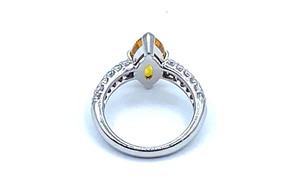 Golden Sapphire Pt900ゴールデンサファイヤ ダイヤモンドリング (NO.303620)