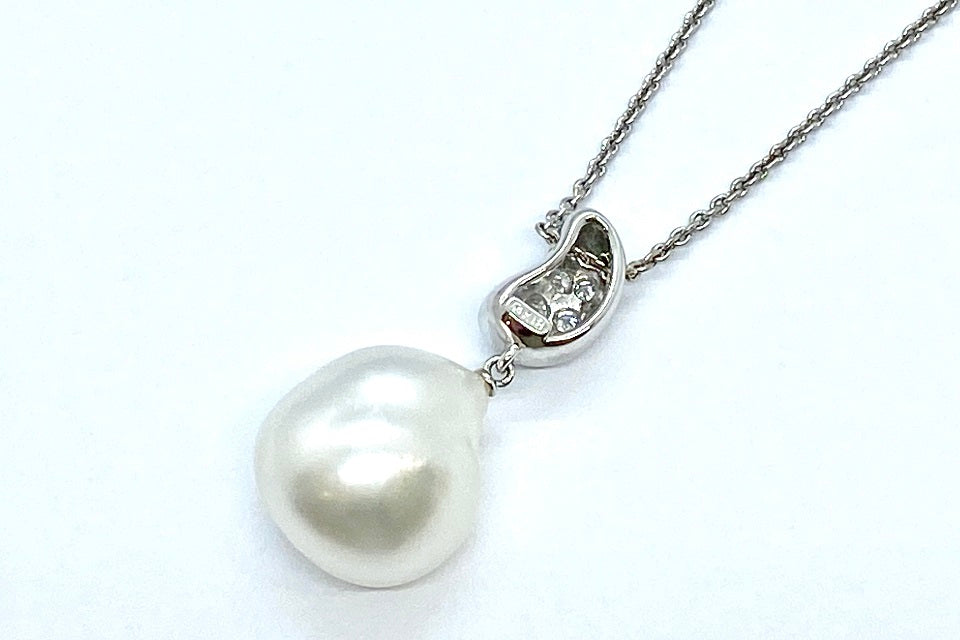 MIKIMOTO K18WG Keshi Pearl Diamond Necklace (No.61143) – JEX宝石