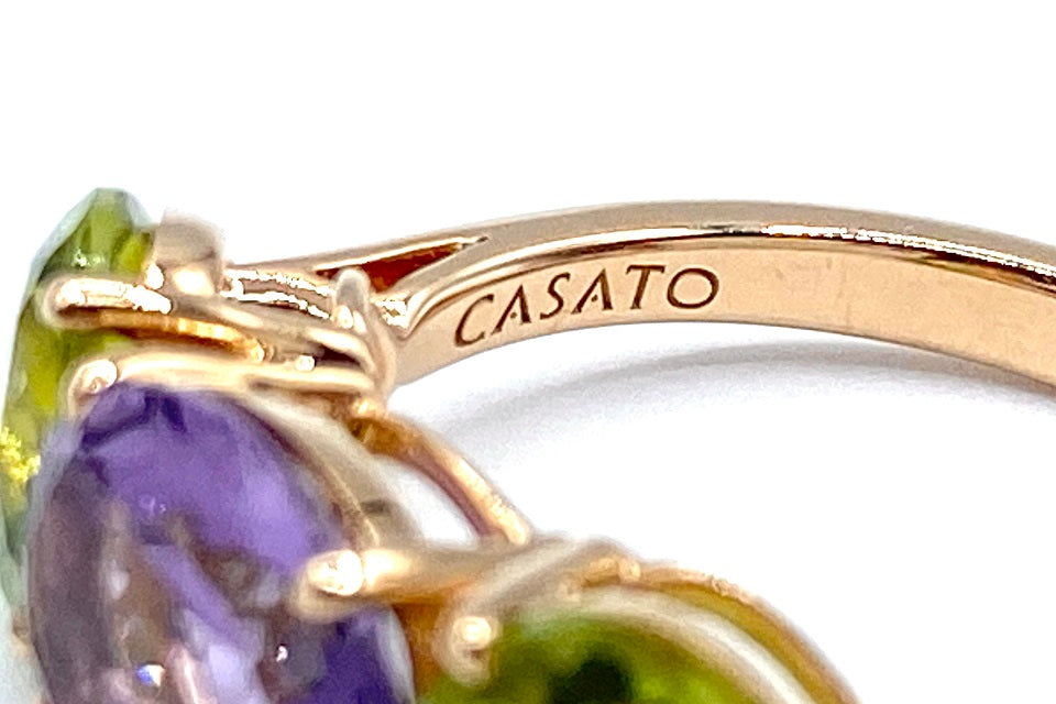 CASATO【カザート】K18PGアメシスト ペリドット ダイヤモンドリング(NO.61468)